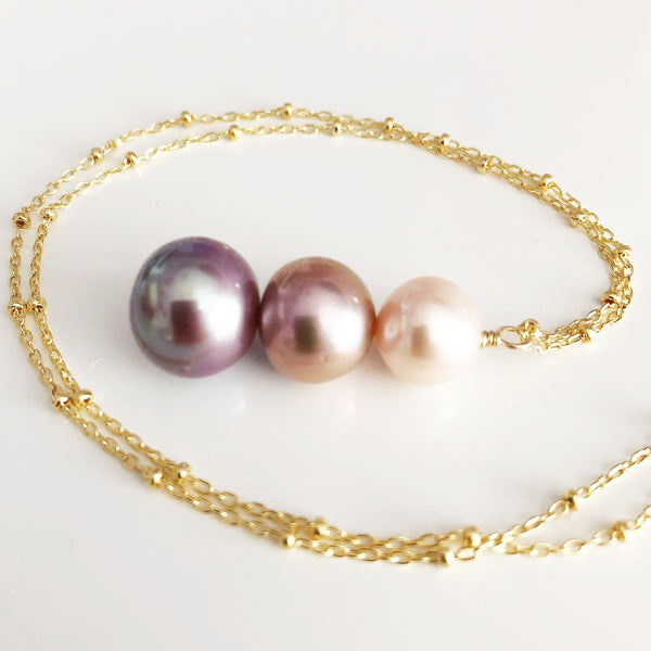 Necklace Arya - purple Edison pearls (N295)
