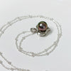 CZ heart pendant necklace - Tahitian pearl (N329)