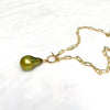 Necklace ARIELLA - pistachio Tahitian pearl (N386)