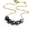 Necklace TEHINA - ombré Tahitian pearls (N346)