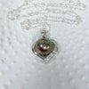 CZ heart pendant necklace - Tahitian pearl (N329)