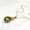 Pineapple pearl necklace - pistachio Tahitian pearl (N380)