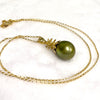 Pineapple pearl necklace - pistachio Tahitian pearl (N380)