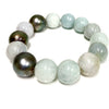 Jade and Tahitian pearls stretchy bracelet