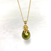 Pineapple pearl necklace - pistachio Tahitian pearl (N380)