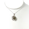 CZ plumeria pendant necklace - Tahitian pearl (N330)