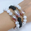Edison pearl and gemstone stretchy bracelet (B538)