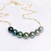 Necklace TEHINA - ombré Tahitian pearls (N407)