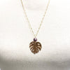 Monstera long necklace - Edison pearl (N335)