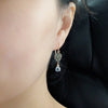 Petite monstera dangle earrings - blue topaz (E497)