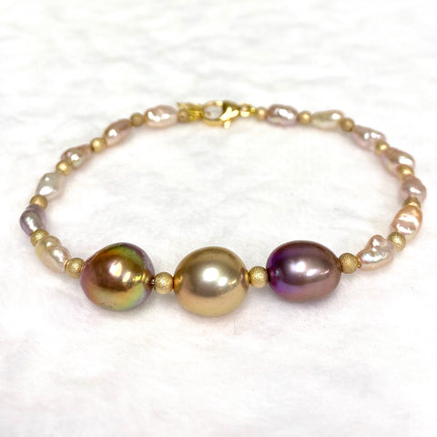 Bracelet Mayra - triple Edison pearls (B498)