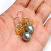 Earrings KIRA - Tahitian pearl & citrine (E624)