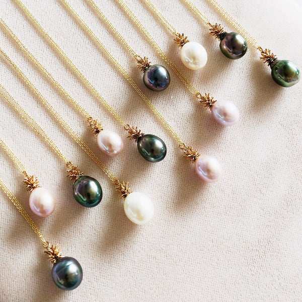 SIENNA ホワイト パール ネックレス☆Maimoda Jewelry☆ハワイ Pineapple pearl necklace - white pearl (N304) – Maimoda Jewelry