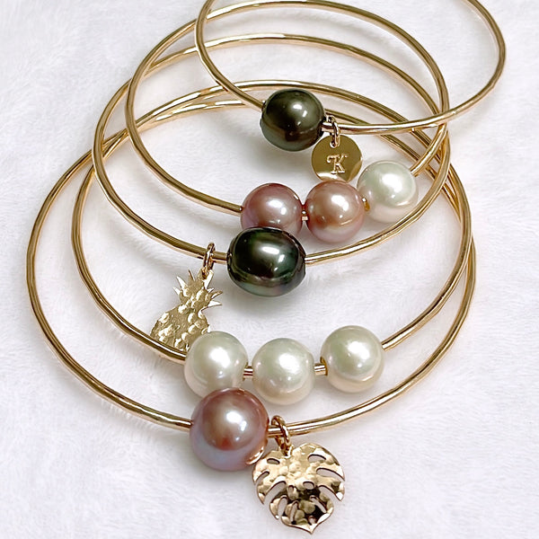 Monstera bangle - lavender Edison pearl bangle - monstera jewelry - pearl bangle hot (B561)