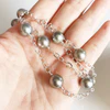 Necklace LEILANI - silver tahitian pearls (N273)