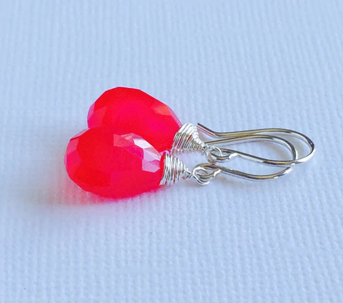 Earrings Nalani - Raspberry chalcedony