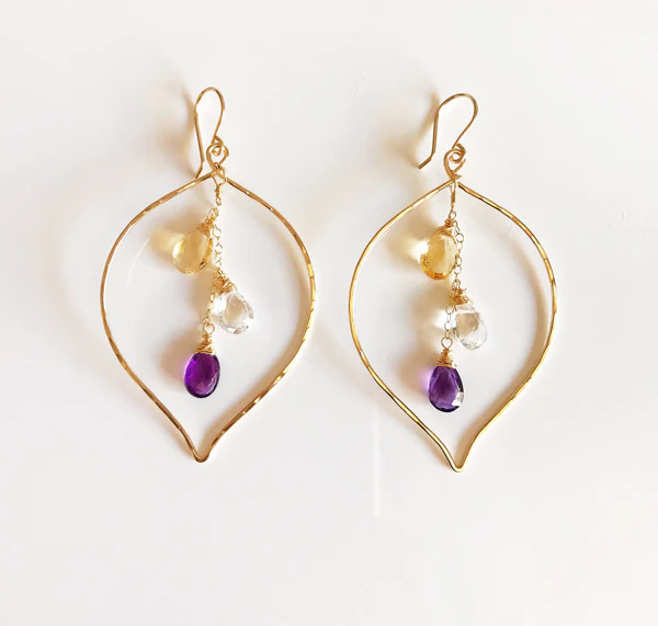 Earrings Yuri - amethyst/crystal quartz/citrine  (E103)