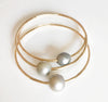 Bangle Rumi - Silver Tahitian pearl bangle (B303)