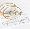 Bangle Rumi - Silver Tahitian pearl bangle (B303)