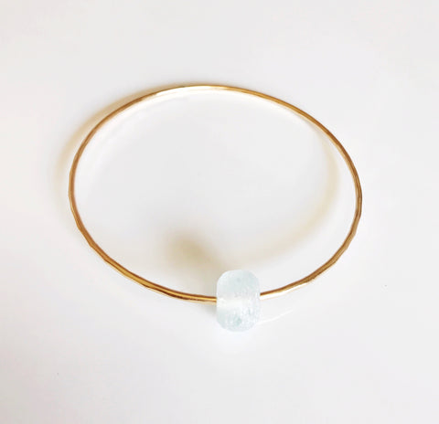 Bangle HINA- sea foam beach glass (B329)