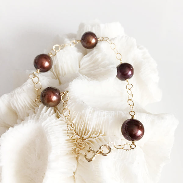 Bracelet LEILANI - chocolate pearls (B307)