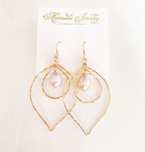 Earrings Kina - pink pearls (E338)