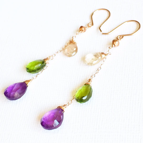 Earring Adele - mix gemstones  (E113)