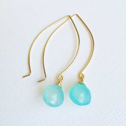 Earrings Kalena - aqua chalcedony (E203)