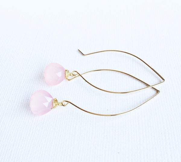 Earrings Kalena - Pink chalcedony  (E251)