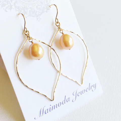 Earrings Doree - gold pearl (E135)