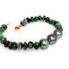 Bracelet LELA  - emerald & triple Tahitian pearls (B514)