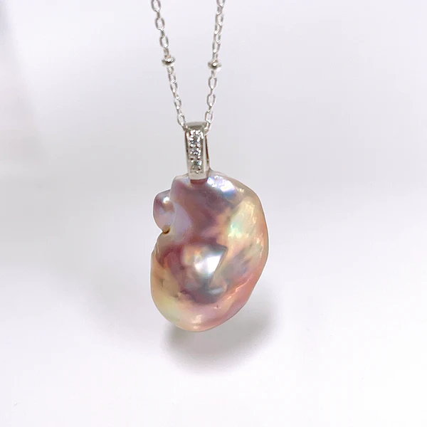 Necklace IRENE - large baroque Edison pearl (N383)