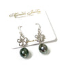 Plumeria dangle earrings - tahitian pearls (E515)