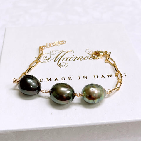 Bracelet LYLIA - ombré Tahitian pearls (B570)