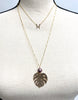 Monstera long necklace - Edison pearl (N335)