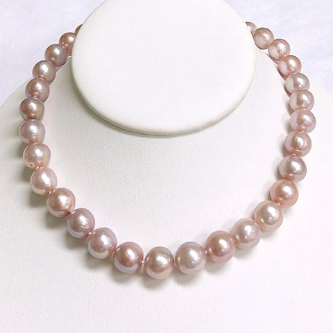 Pink Edison pearls strand necklace