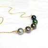 Tahitian pearls bar necklace - blue ombré