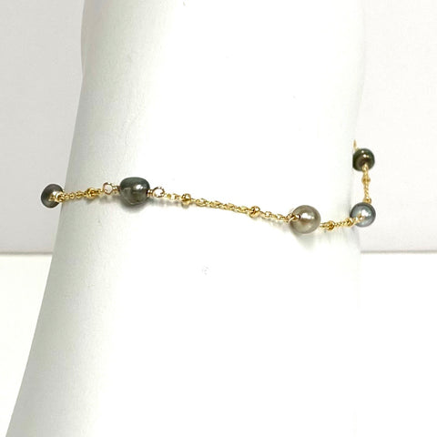 Keshi Tahitian pearls anklet (B467)