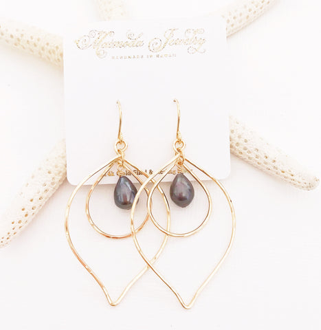 Earrings Kina - black  pearl (E337)