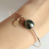 Pineapple charm bangle - tahitian pearl (B382)