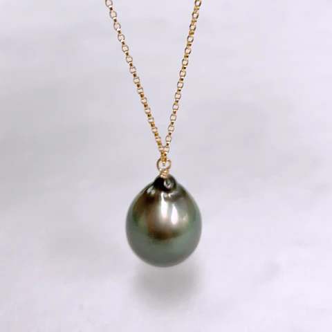 Large Tahitian pearl pendant necklace  (N392)