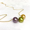 Necklace KRISTI - pistachio Tahitian, gold south sea & Edison pearl (N371)