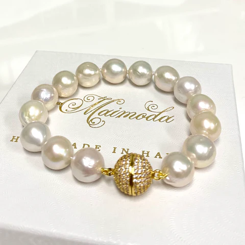 Bracelet ALMA - white Edison pearls (B492)