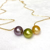 Necklace KRISTI - pistachio Tahitian, gold south sea & Edison pearl (N371)