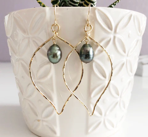 Earrings Riki - tahitian pearl (E118)