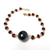 Necklace Maili - Tahitian pearl & garnet (B444)