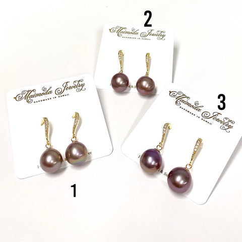 Earrings Irene - purple Edison pearl