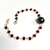 Necklace Maili - Tahitian pearl & garnet (B444)