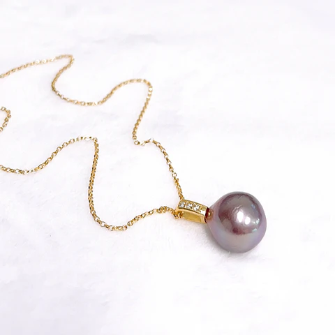 Necklace IRENE - purple Edison pearl