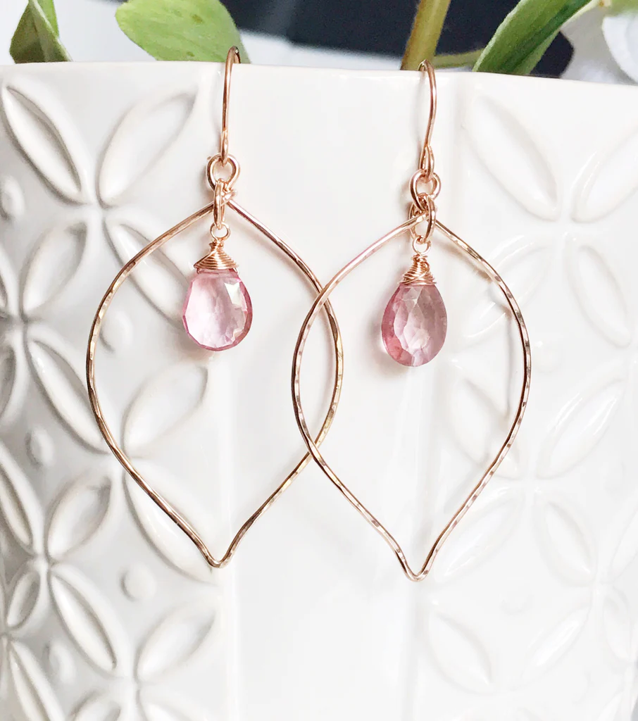 Earrings Doree - Pink quartz (E260)